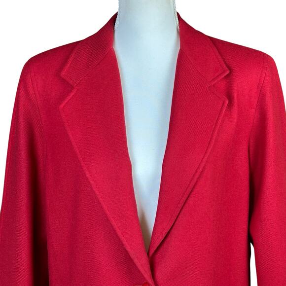 Nouveaux Wool Blazer Women Size 10 Red Single Button Front Classic Retro Coat - Picture 5 of 12